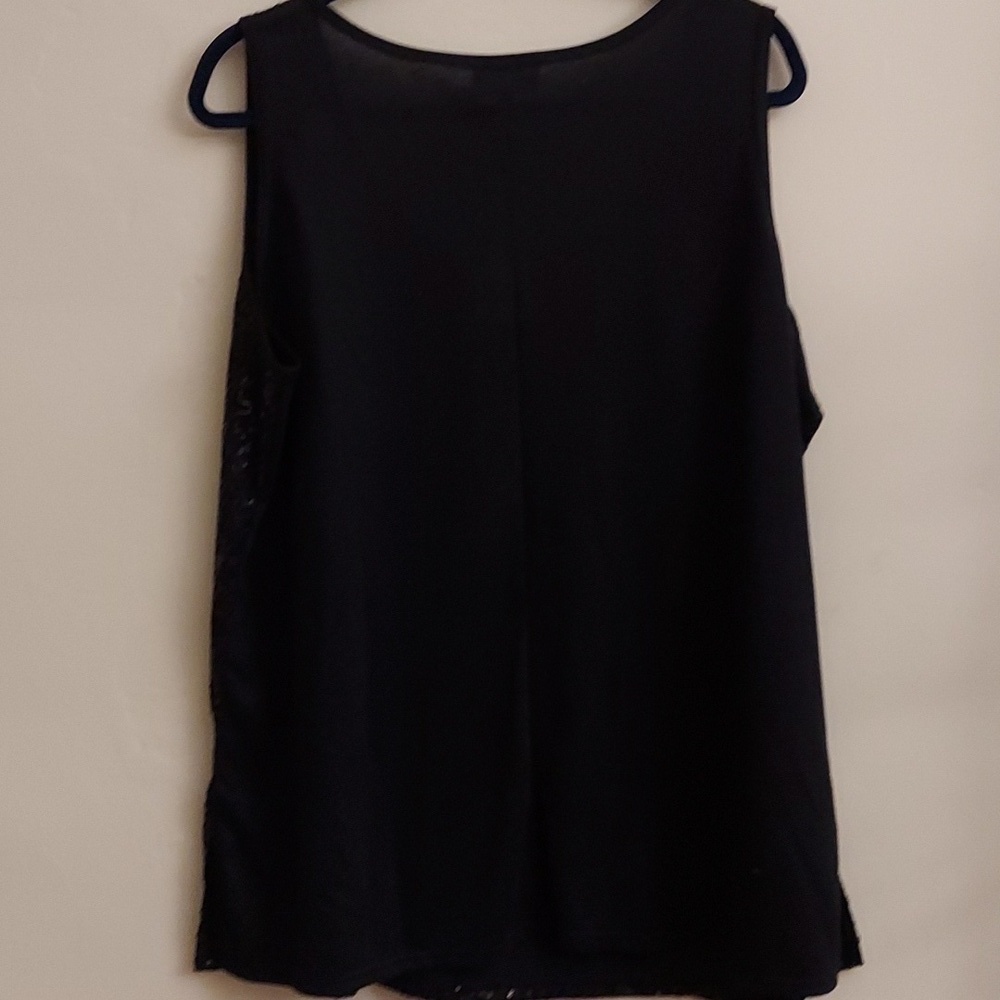 FASHION BUG Black Sequinned Round Neck Sleeveless Tank Top - Picture 9 of 12